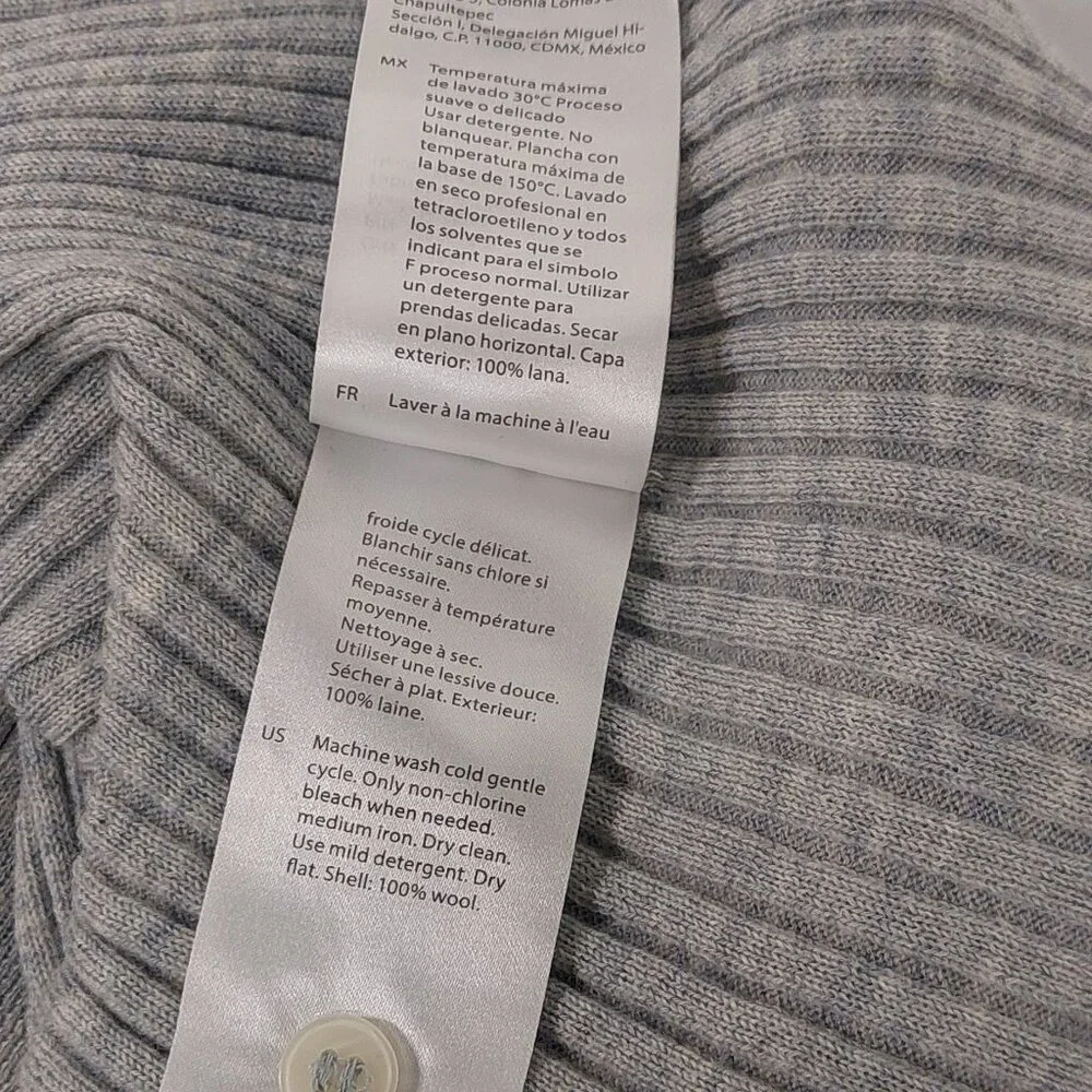 COS, Grey Heather, Lightweight, 100% Wool, L/S, Henley Sweater, Size: S - Picture 7 of 8